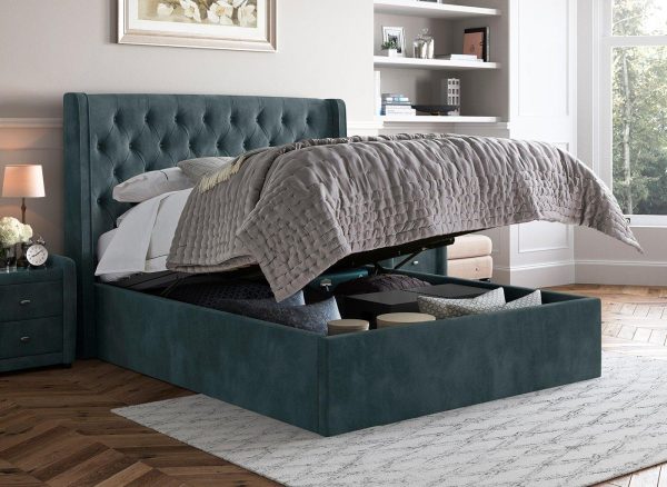 Deacon Upholstered Ottoman Bed Frame 60 Super King Grey