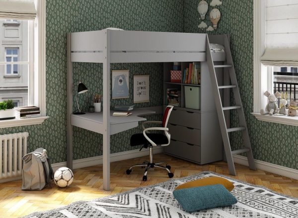 Anderson Desk High Sleeper With Storage 30 Single Grey