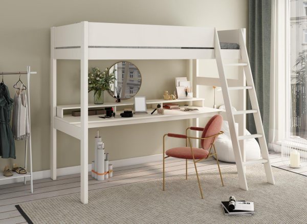 Anderson XL High Sleeper Bed Frame with Desk 30 Single White