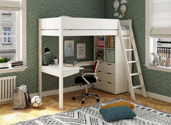 Anderson Desk High Sleeper With Storage 30 Single White