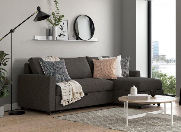 Limerick 3 Seat Corner Sofa Bed Smoke Grey