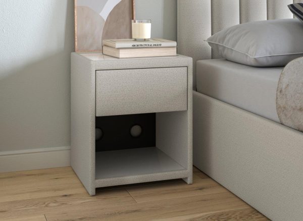 Davies Upholstered Bedside Table Grey