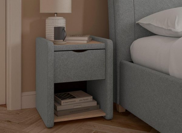 Delaware Upholstered Bedside Table Grey