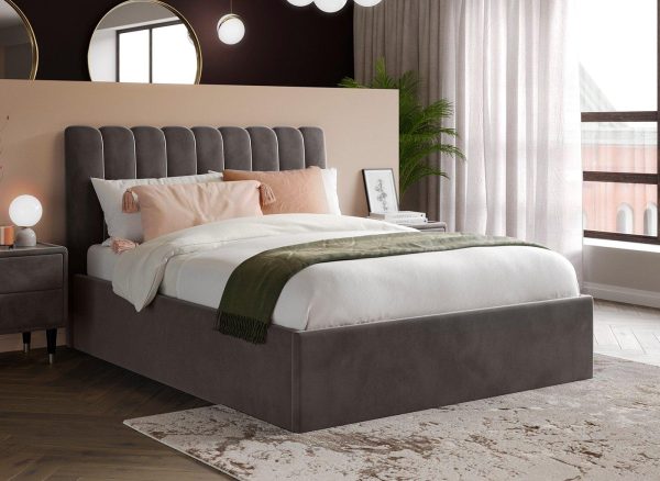 Mount Velvet Finish Ottoman Bed Frame 60 Super King Grey