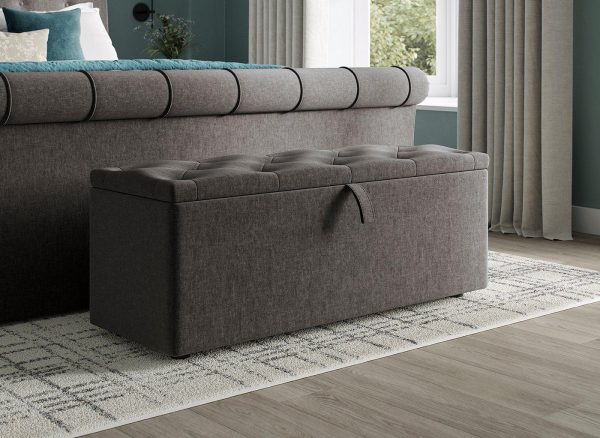 Paris Upholstered Blanket Box Grey