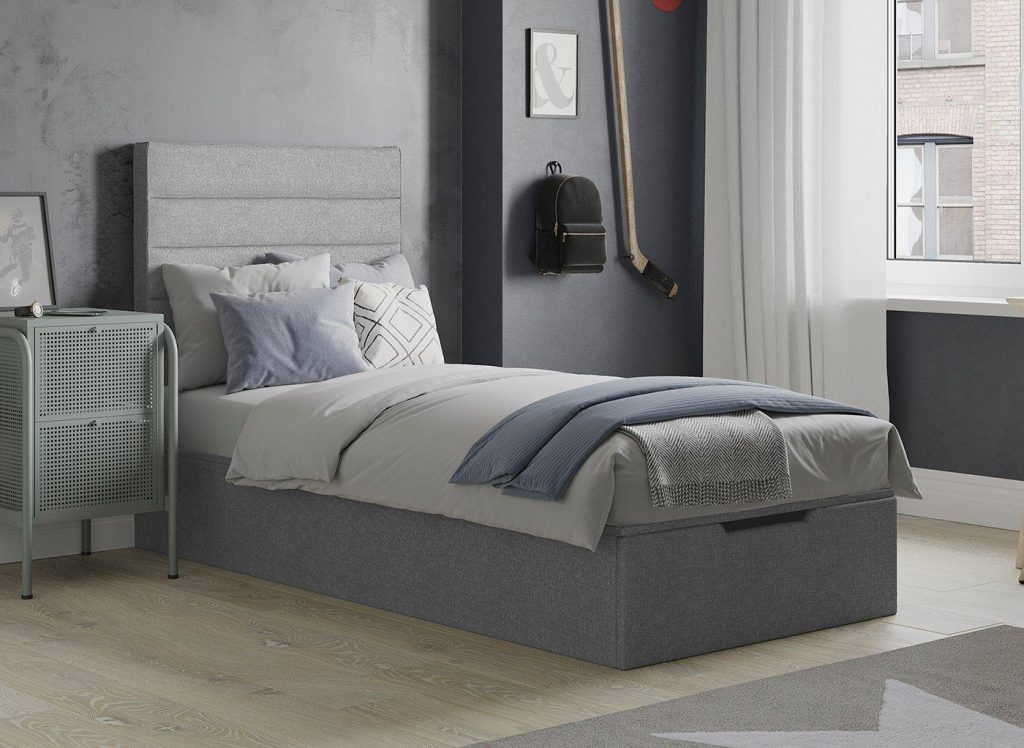 Sutton Upholstered Ottoman Bed Frame 30 Single Silver