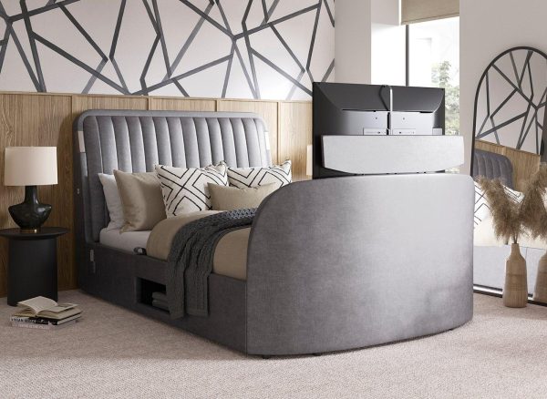 Yokohama Ottoman TV Bed with Surround Sound 50 King Grey