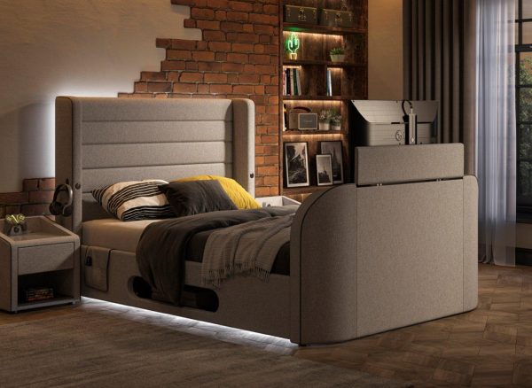 Drift Gaming Ottoman TV Bed Frame 40 Small Double Grey