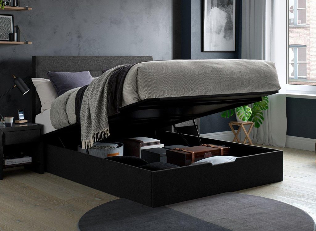 Sutton Upholstered Ottoman Bed Frame 50 King Grey