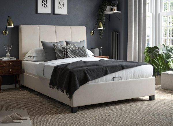 Francesca Upholstered Ottoman Bed Frame 46 Double Cream