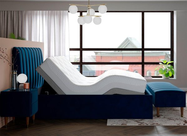 Mount Sleepmotion Adjustable Velvet Finish Bed Frame 46 Double Blue