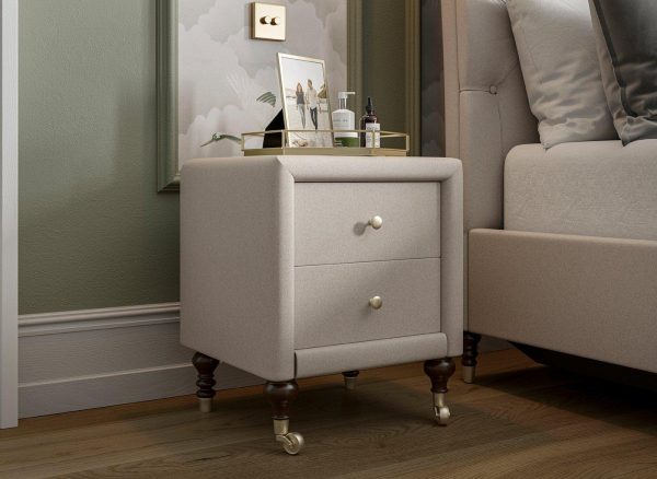 Alana Upholstered Bedside Table Cream