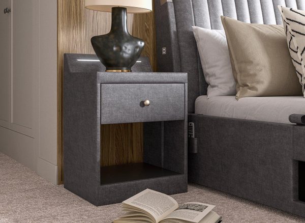 Yokohama Velvet Finish USB Charging Bedside Table