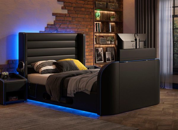 Drift Gaming Ottoman TV Bed Frame 46 Double Black