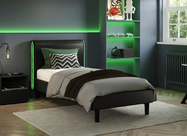 Glitch Kids Upholstered Bed Frame 40 Small Double Black