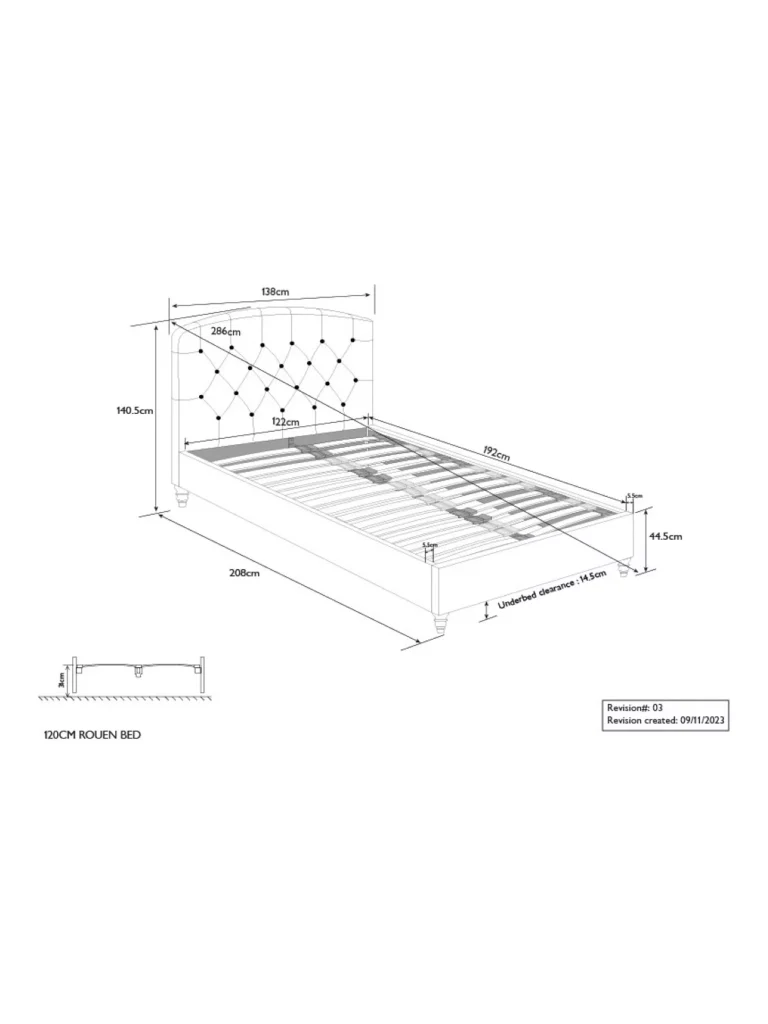 John Lewis Rouen Upholstered Bed Frame Small Double