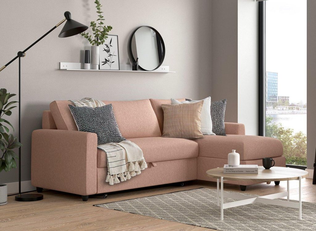 Limerick 3 Seat Corner Sofa Bed Pink