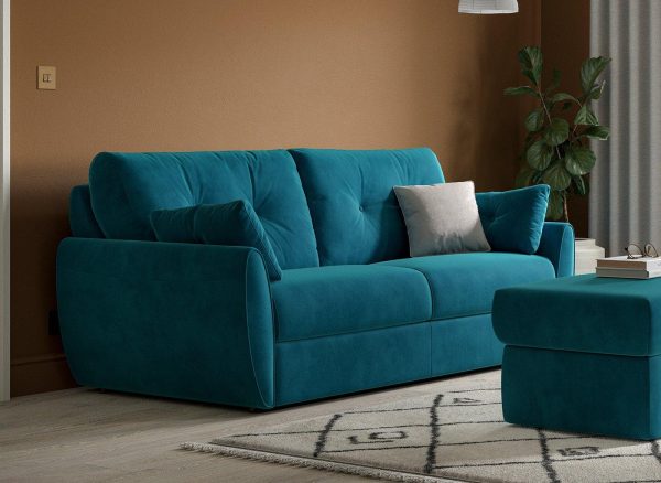 Vicenza 3 Seater Pull Out Sofa Bed Blue