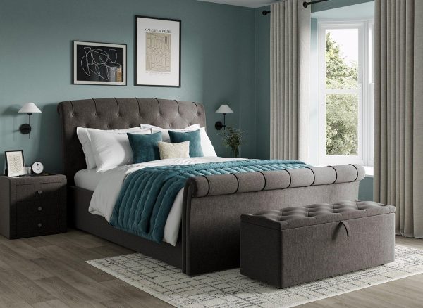 Paris Upholstered Ottoman Bed Frame 60 Super King Grey