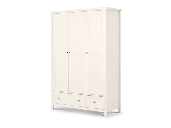 Julian Bowen Maine 3 Door Combination Wardrobe Surf White Wardrobe