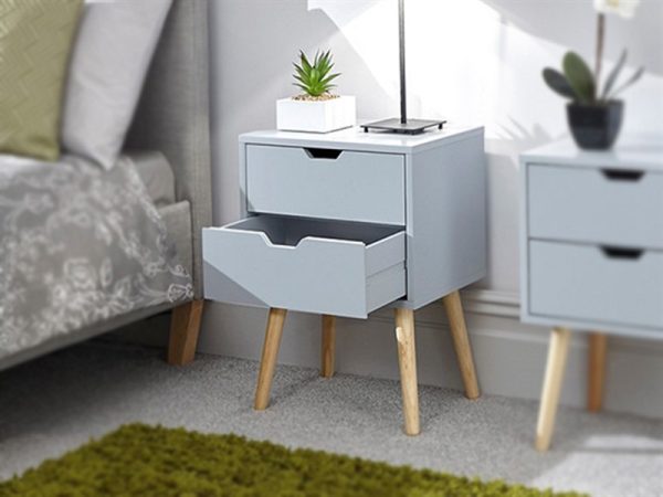 GFW Nyborg 2 Drawer Bedside Single Dark Grey Bedside Chest