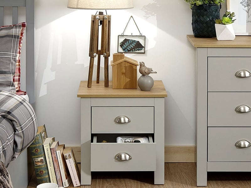 GFW Lancaster 2 Drawer Bedside Chest Paint Grey Bedside Chest