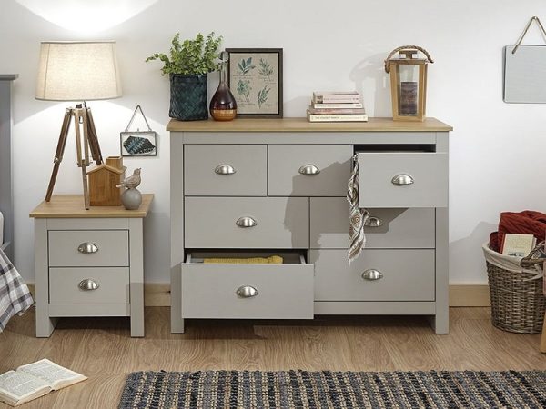 GFW Lancaster 3 plus 4 Drawer Merchants Chest Paint Grey Drawer Chest