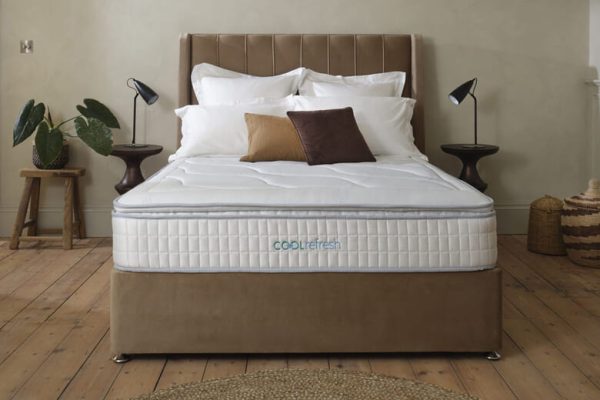 Sleepeezee Cool Refresh 2300 Memory Pillow Top Mattress + Premium Divan Bed Putty Beige No Storage Small Double