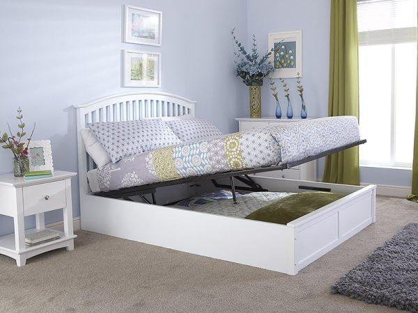 GFW Madrid White Ottoman Single White Ottoman Bed