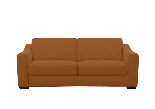 Optimus Space Saving NC Leather Sofa Bed with Memory Foam Mattress Pecan Brown