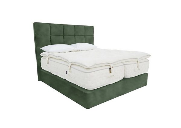 Harrison Spinks Yorkshire 30K MediumFirm 2 Drawer Divan Set with Zip and Link Mattress with Topper King Size Lovely Conifer