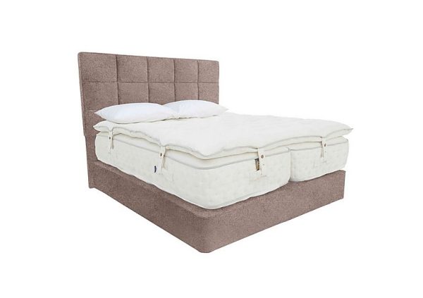 Harrison Spinks Yorkshire 30K 2 Drawer Firm Divan Set with Zip and Link Firm Mattress with Topper King Size Mole Camel