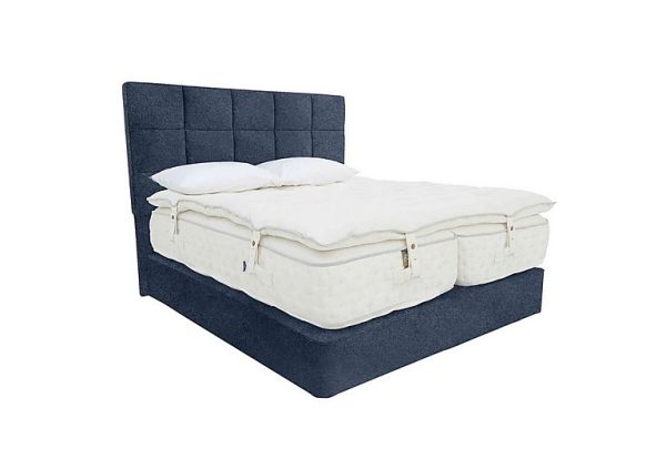 Harrison Spinks Yorkshire 30K Medium 2 Drawer Divan Set with Zip and Link Mattress with Topper King Size Mole Denim