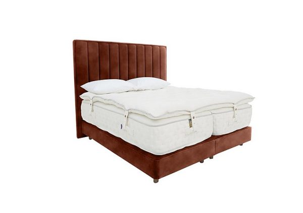 Harrison Spinks Yorkshire 40K Shallow Divan Set with Zip and Link Mattress with Topper King Size Lovely Umber