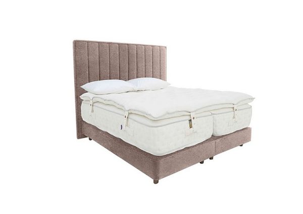 Harrison Spinks Yorkshire 40K Shallow Divan Set with Zip and Link Medium Mattress with Topper King Size Mole Camel