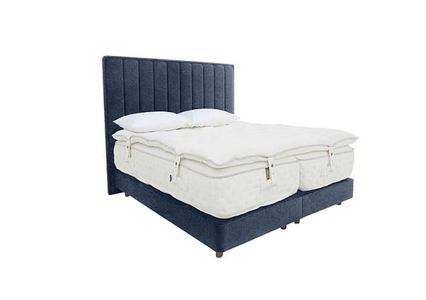 Harrison Spinks Yorkshire 40K Shallow Divan Set with Zip and Firm Link Mattress with Topper King Size Mole Denim