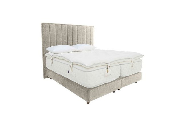 Harrison Spinks Yorkshire 40K Shallow Divan Set with Zip and Link Medium Mattress with Topper King Size Mole Pebble