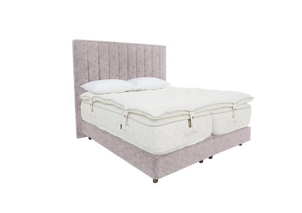 Harrison Spinks Yorkshire 40K Shallow Medium Divan Set with Zip and Link Mattress with Topper King Size Opal Dusk