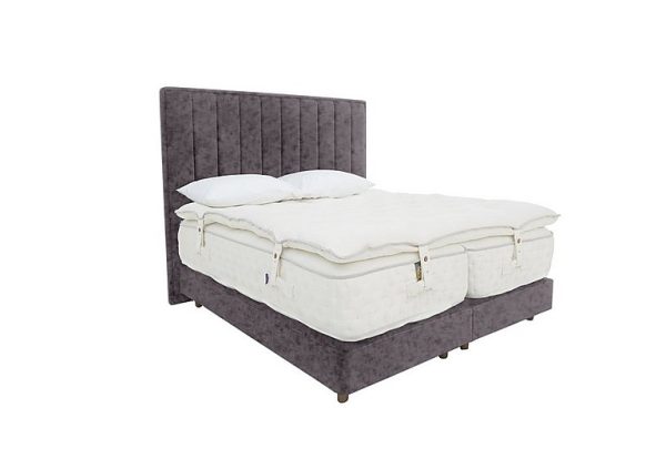 Harrison Spinks Yorkshire 40K Shallow Medium Divan Set with Zip and Link Firm Mattress with Topper King Size Opal Heather