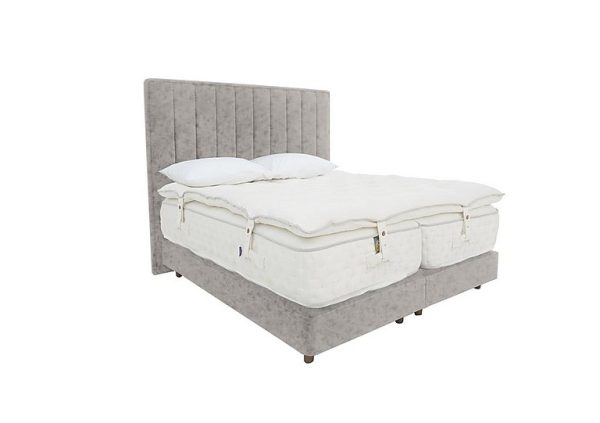 Harrison Spinks   Yorkshire 40K Shallow Medium Divan Set with Zip and Link MediumFirm Mattress with Topper   King Size   Opal Sterling