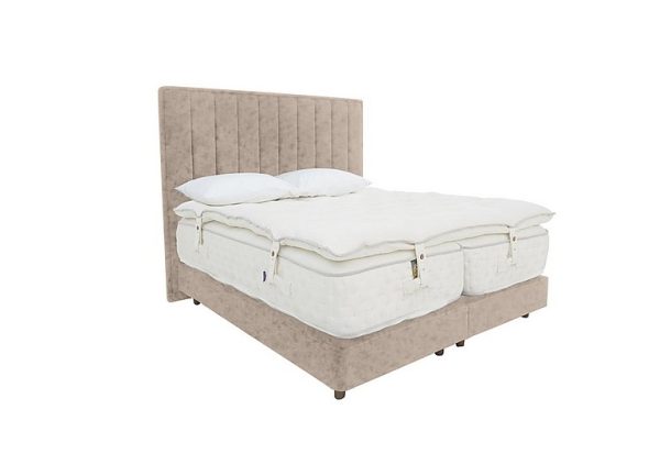 Harrison Spinks   Yorkshire 40K Shallow Medium Divan Set with Zip and Link MediumFirm Mattress with Topper   King Size   Opal Vellum