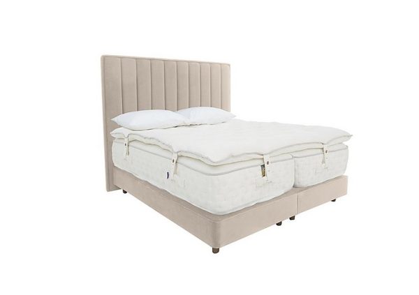 Harrison Spinks Yorkshire 40K Shallow Medium Divan Set with Zip and Link Firm Mattress with Topper King Size Seven Ivory