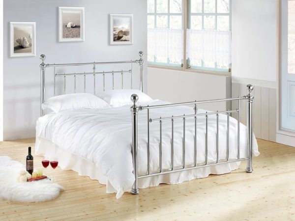 Time Living Alexander King Size Chrome Metal Bed