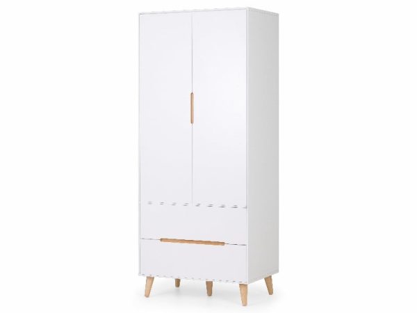 Julian Bowen Alicia 2 Door Wardrobe Oak and White Wardrobe