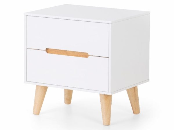 Julian Bowen Alicia 2 Drawer Bedside Oak and White Bedside Chest