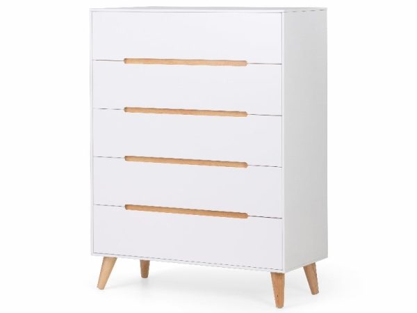 Julian Bowen Alicia 5 Drawer Chest Oak and White Drawer Chest