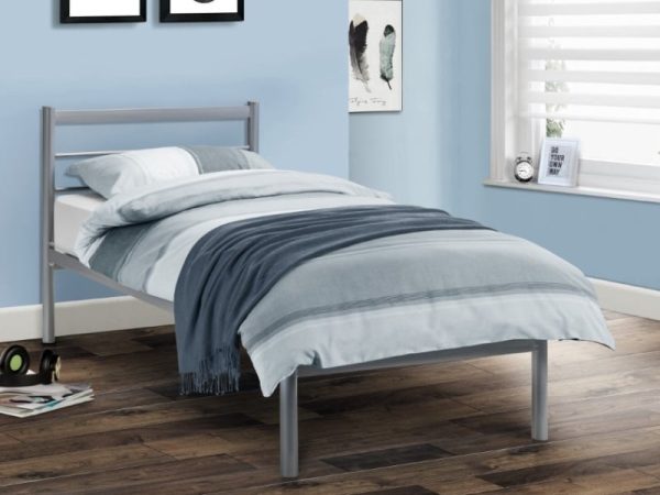 Julian Bowen Alpen Bed Double Silver Slatted Bedstead Metal Bed