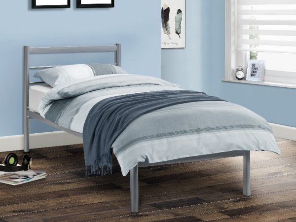 Julian Bowen Alpen Bed Single Silver Slatted Bedstead Metal Bed