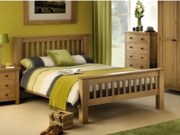 Julian Bowen Amsterdam Oak High Foot End Bed Super King Wooden Bed