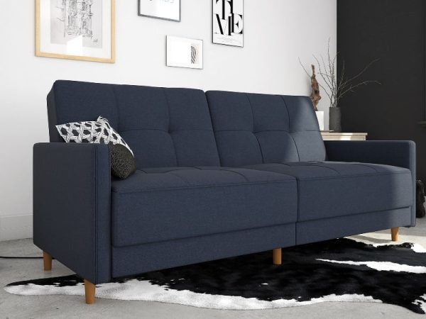 Dorel Andora Linen Sprung Sofa Bed Navy Blue Linen Sofa Bed